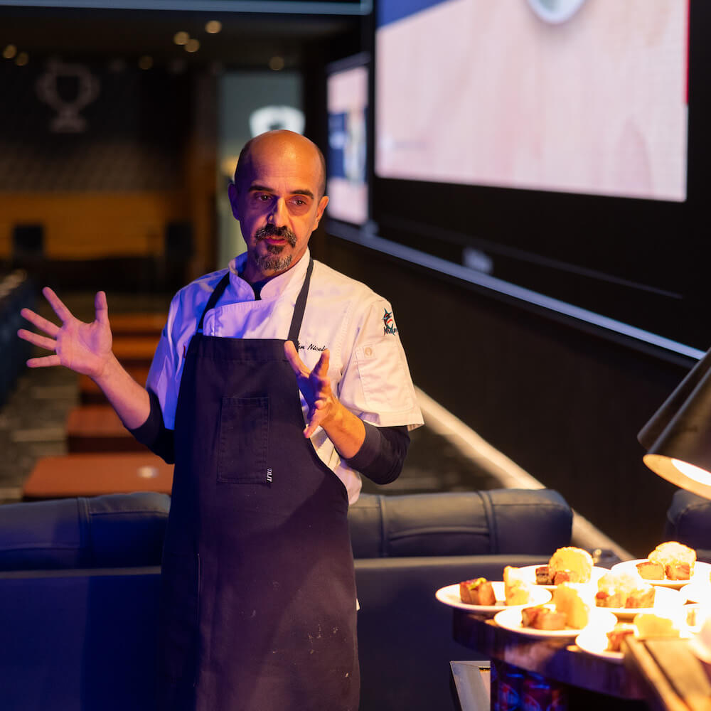 chef presenting at a tasting