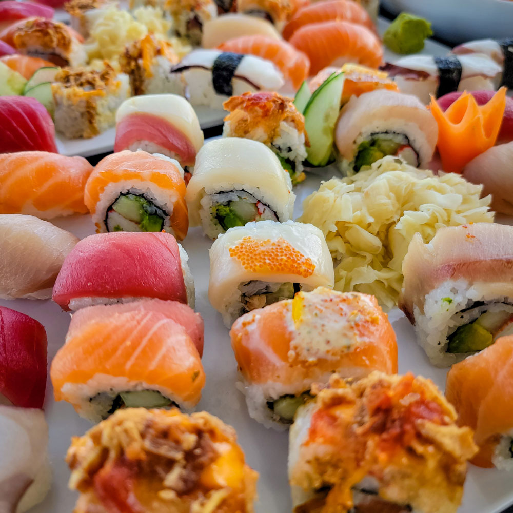 bright colored sushi platter