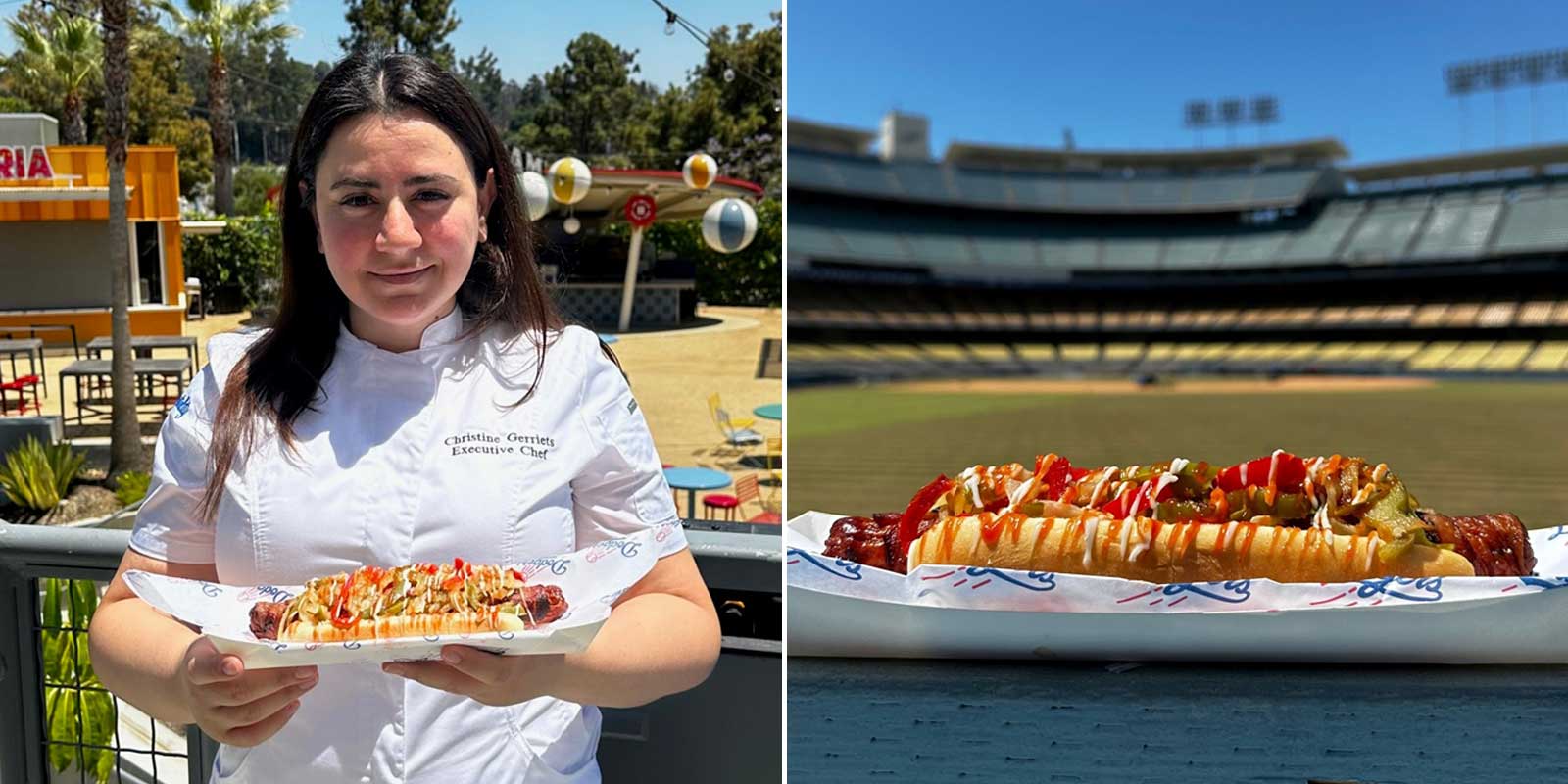 Chef Christine Gerriets with the L.A. Bacon Wrapped Dog