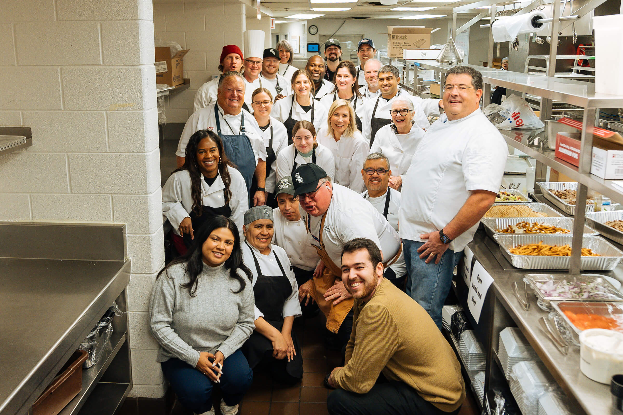 group of volunteers in a kitchen