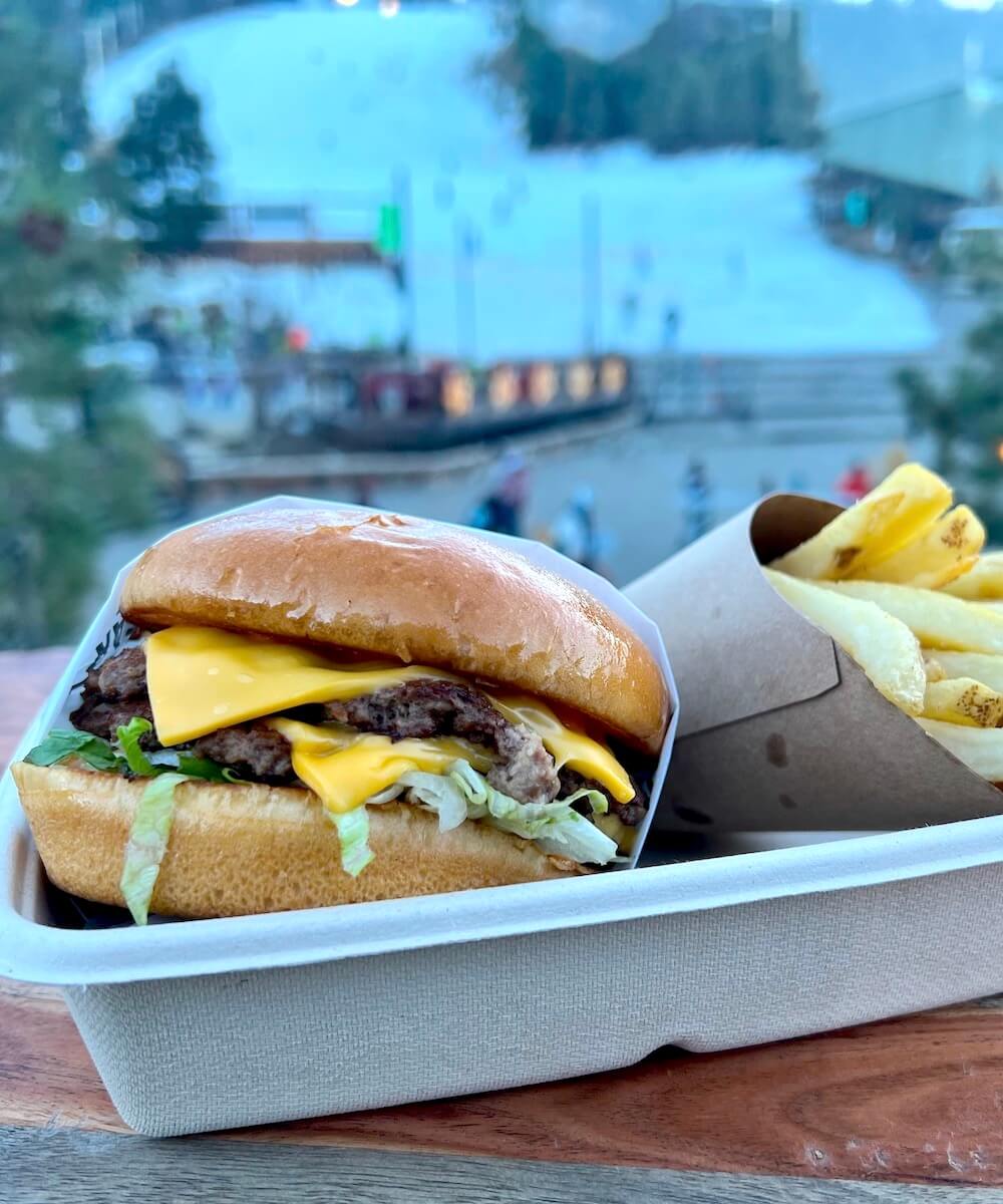 burger at a ski resort