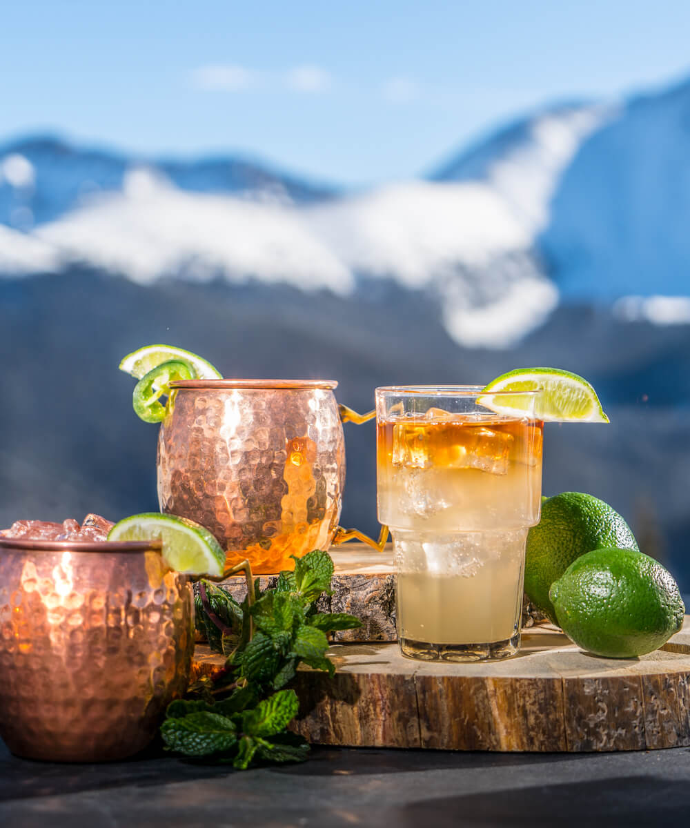 mule drinks at a ski resort