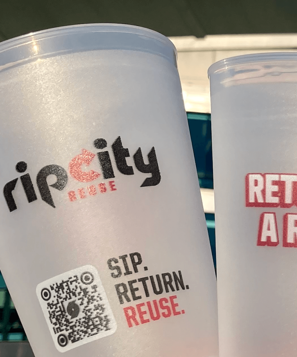 reusable cups at moda center - mobile version