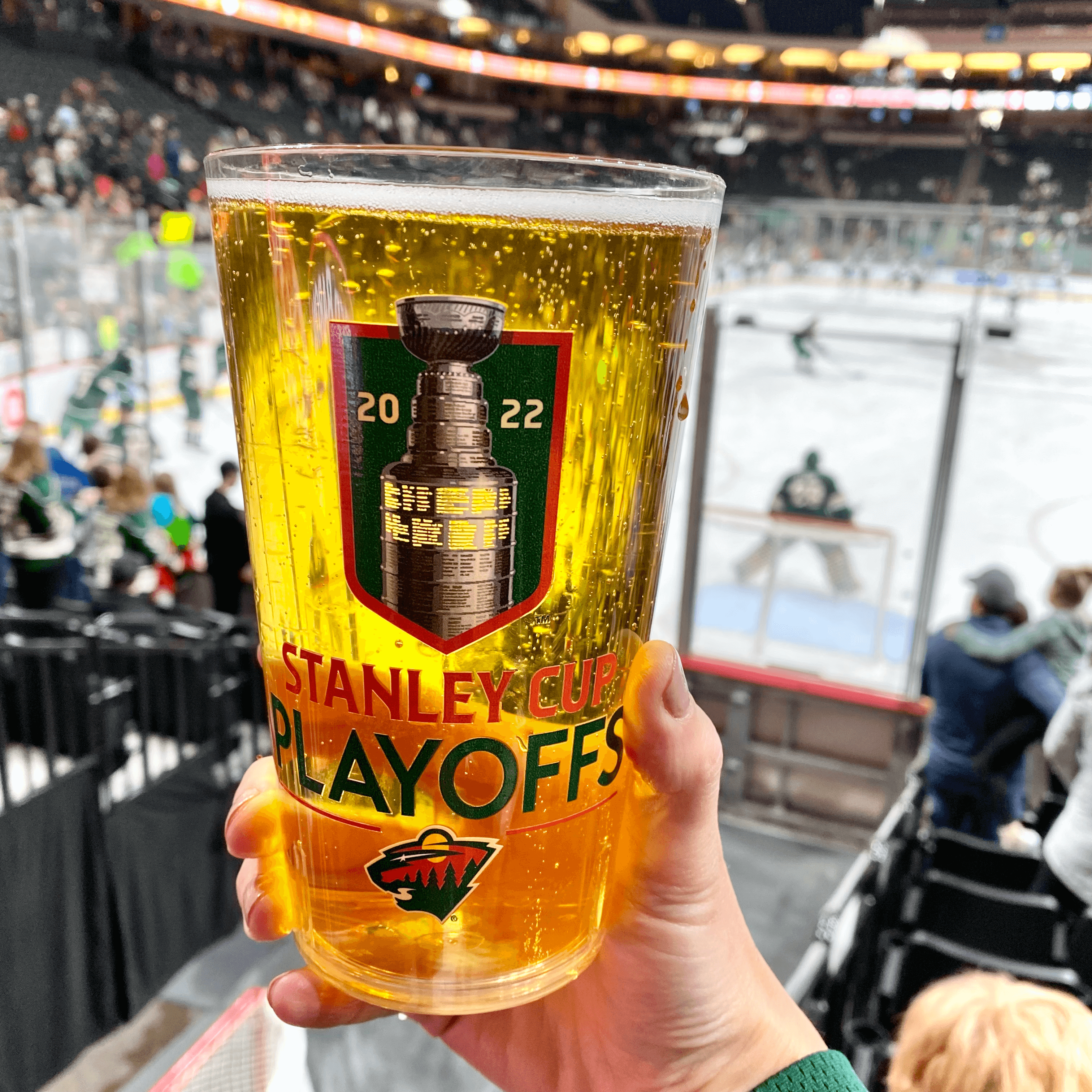 stanley cup playoffs beer glass in hockey arena