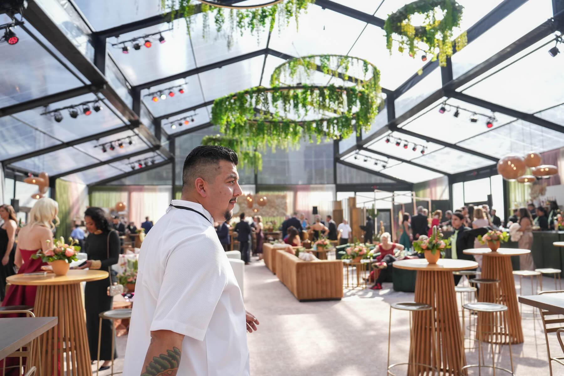 Chef walking through premium space at Grammys