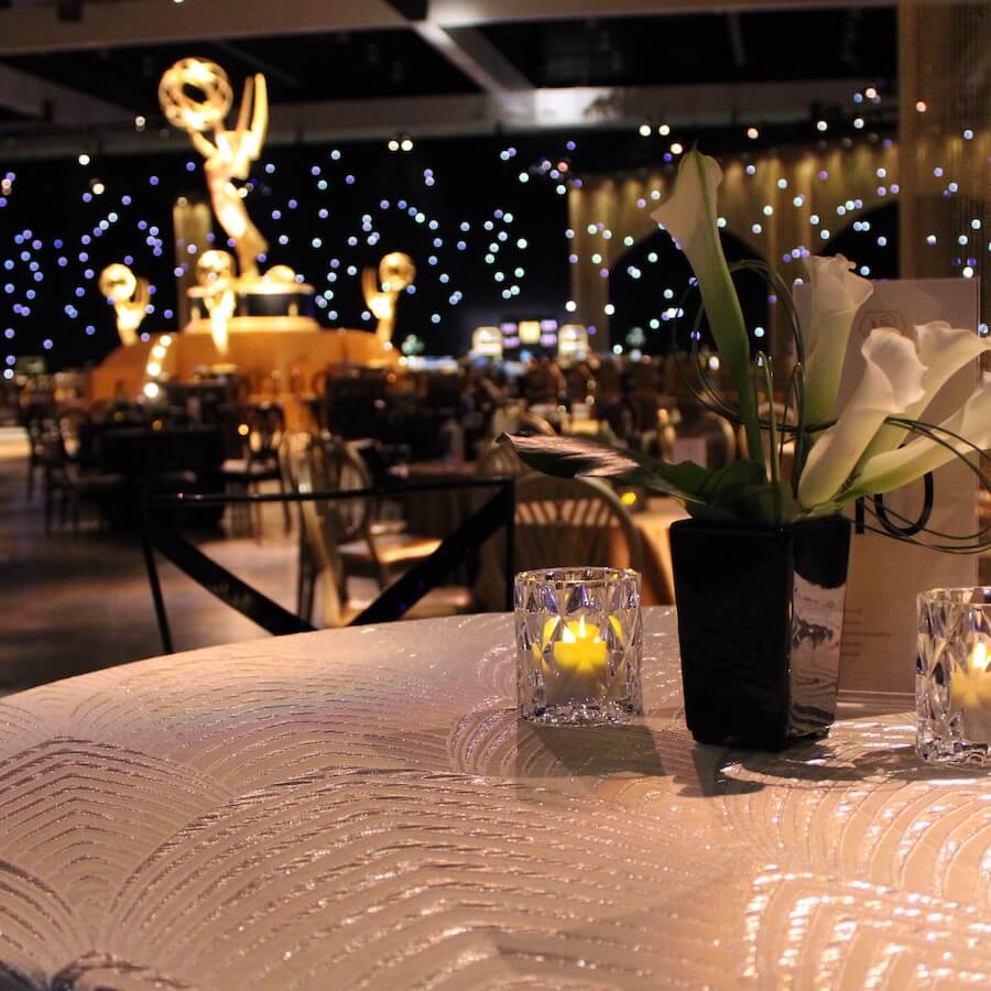 Emmys table setup at LA Convention Center - Mobile Version