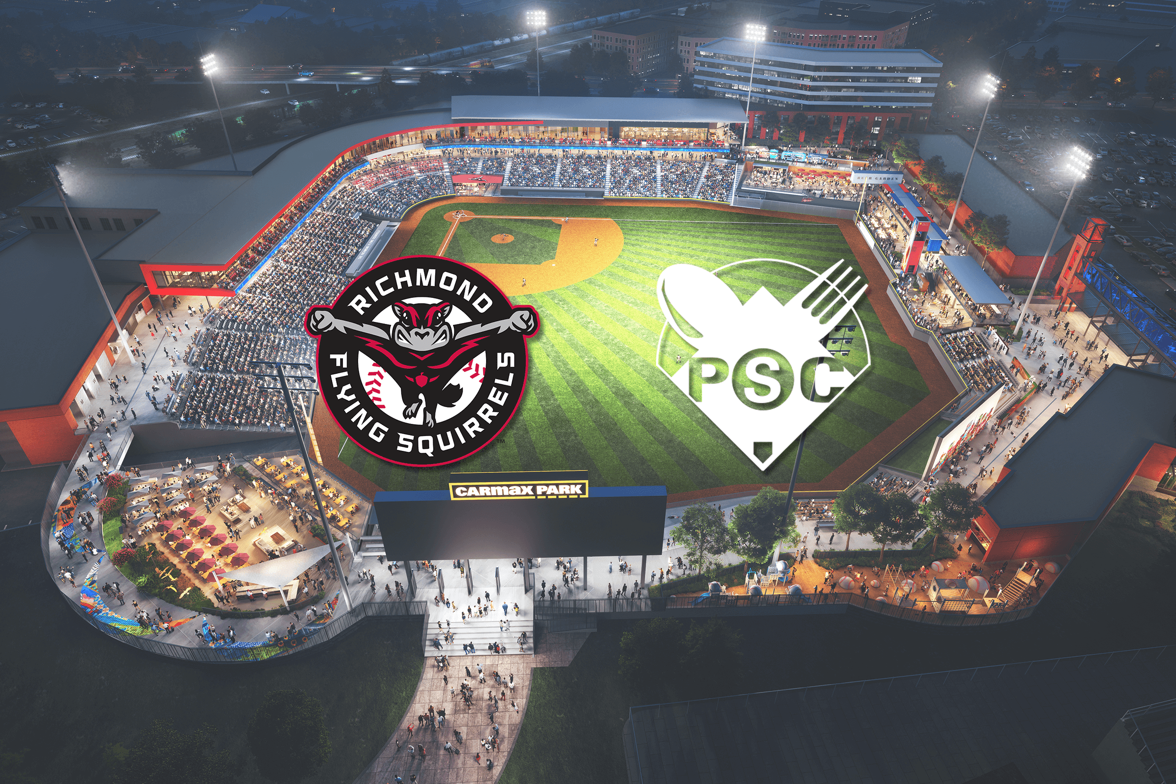Richmond Flying Squirrels and PSC logos