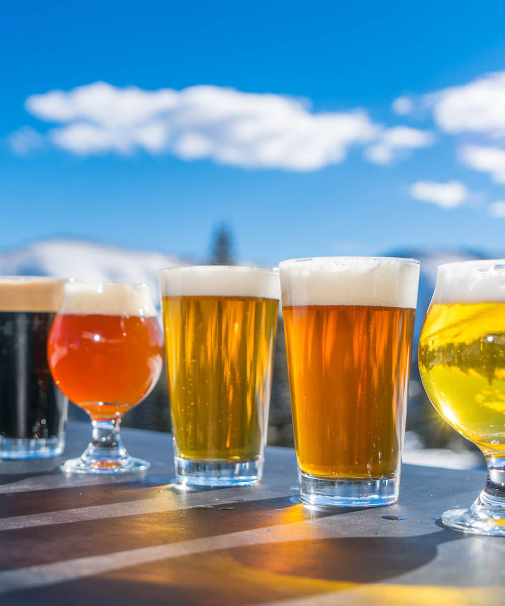 collection of beers at a ski resort