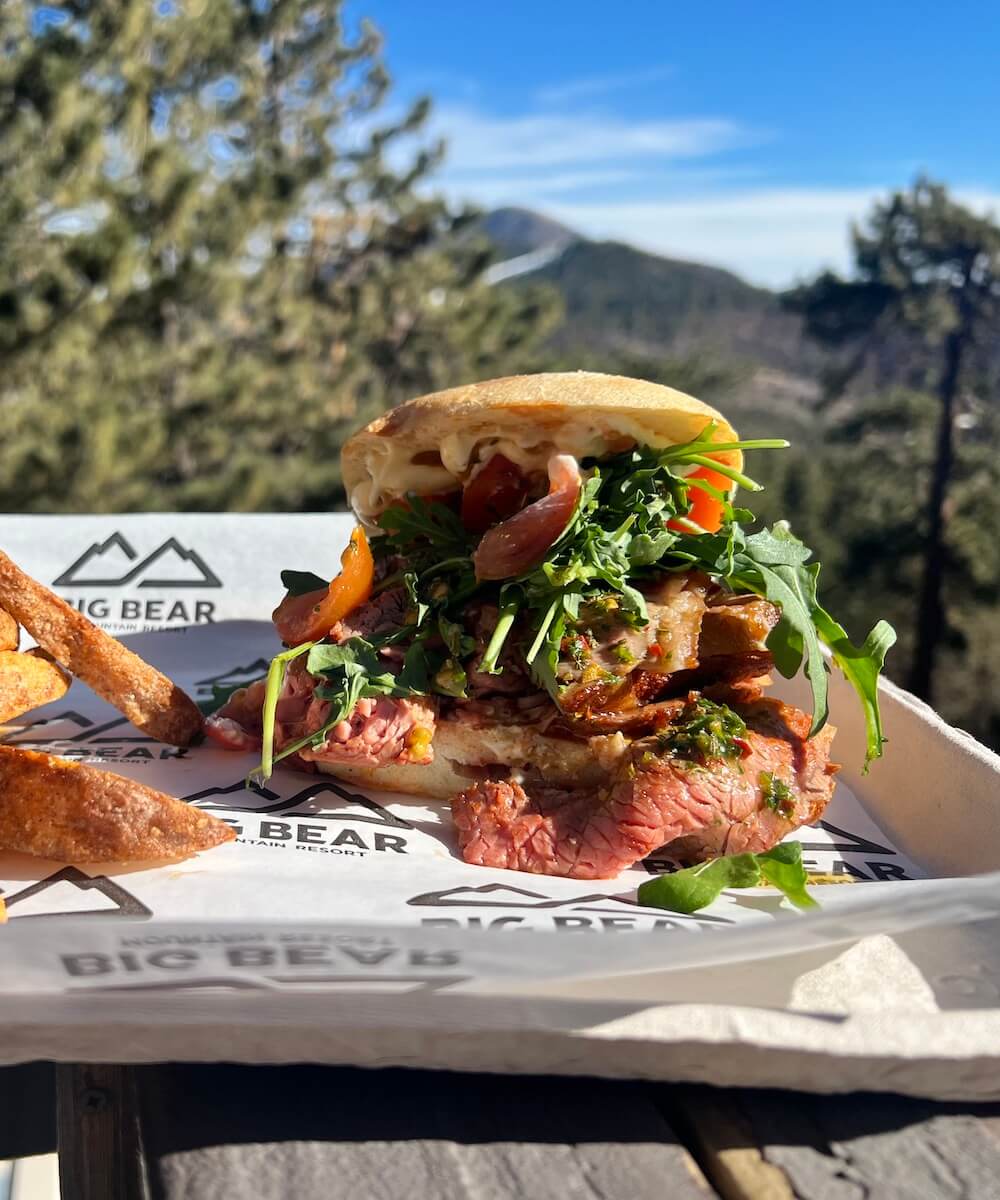 roast beef sandwich at a ski resort