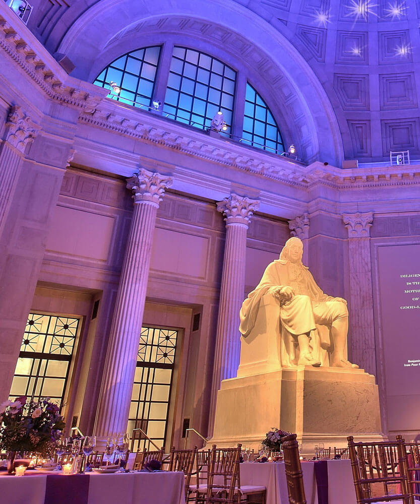 tables set up in a historical venue - mobile version