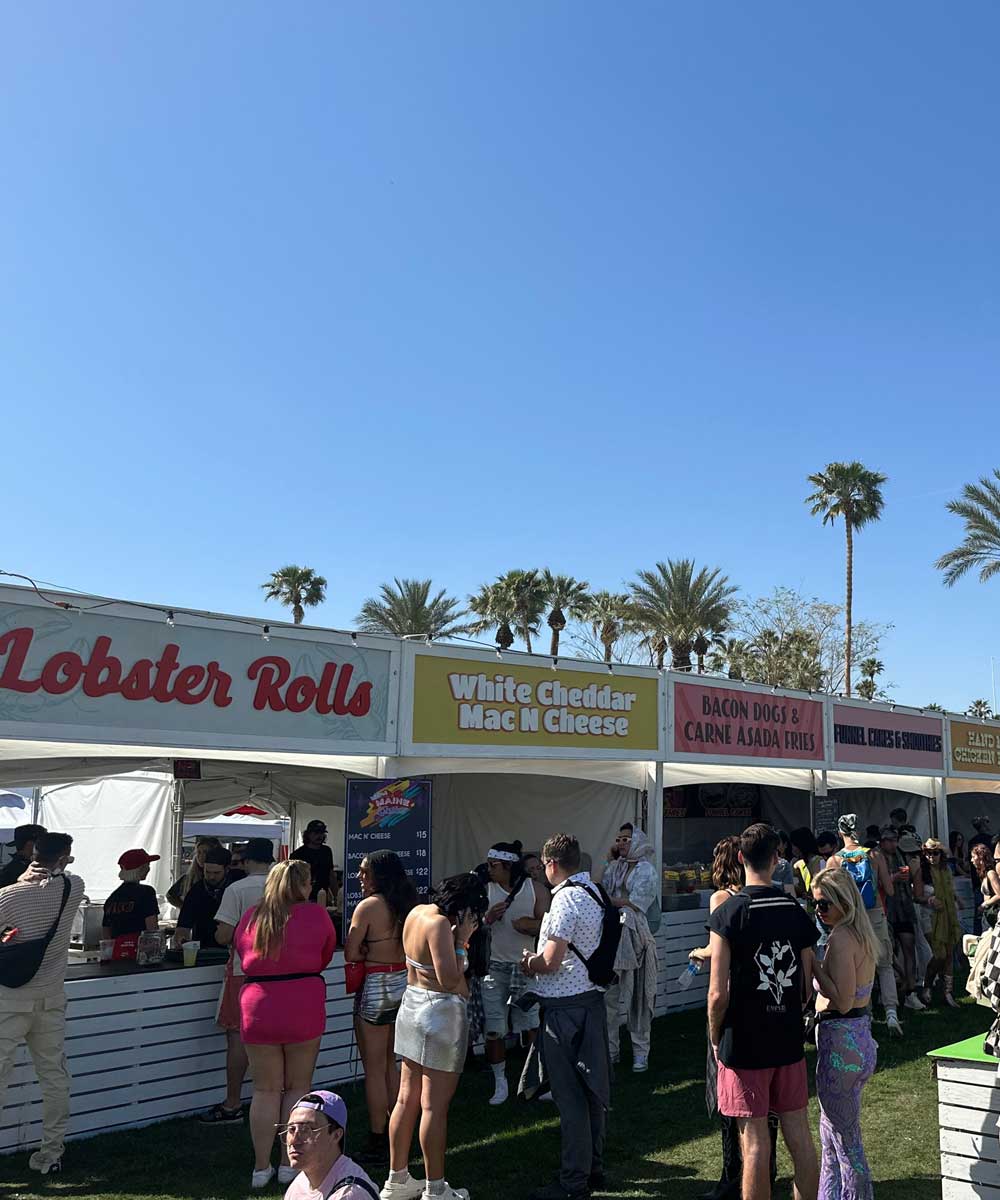 Food stands at Coachella - mobile version